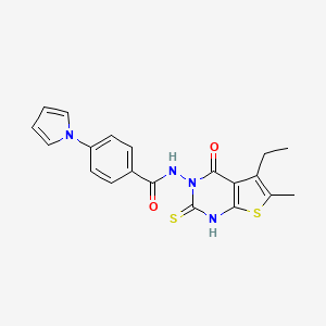 N-(5-ethyl-2-mercapto-6-methyl-4-oxothieno[2,3-d]pyrimidin-3(4H)-yl)-4-(1H-pyrrol-1-yl)benzamide