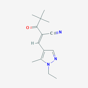 molecular formula C14H19N3O B4875298 2-(2,2-dimethylpropanoyl)-3-(1-ethyl-5-methyl-1H-pyrazol-4-yl)acrylonitrile 