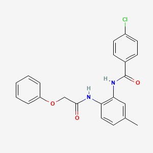 molecular formula C22H19ClN2O3 B4875320 4-chloro-N-{5-methyl-2-[(phenoxyacetyl)amino]phenyl}benzamide 