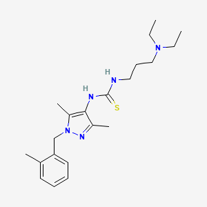 molecular formula C21H33N5S B4875351 N-[3-(diethylamino)propyl]-N'-[3,5-dimethyl-1-(2-methylbenzyl)-1H-pyrazol-4-yl]thiourea 