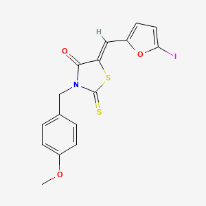 molecular formula C16H12INO3S2 B4875359 (5Z)-5-[(5-iodofuran-2-yl)methylidene]-3-(4-methoxybenzyl)-2-thioxo-1,3-thiazolidin-4-one 