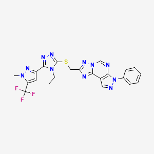 2-[({4-ethyl-5-[1-methyl-5-(trifluoromethyl)-1H-pyrazol-3-yl]-4H-1,2,4-triazol-3-yl}sulfanyl)methyl]-7-phenyl-7H-pyrazolo[4,3-e][1,2,4]triazolo[1,5-c]pyrimidine