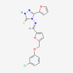 4-[({5-[(3-chlorophenoxy)methyl]-2-furyl}methylene)amino]-5-(2-furyl)-4H-1,2,4-triazole-3-thiol