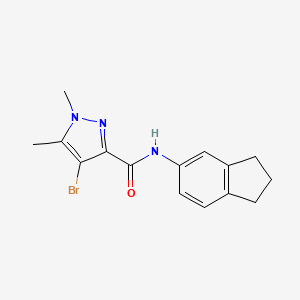 molecular formula C15H16BrN3O B4875461 4-bromo-N-(2,3-dihydro-1H-inden-5-yl)-1,5-dimethyl-1H-pyrazole-3-carboxamide 