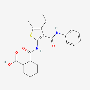 2-({[3-(anilinocarbonyl)-4-ethyl-5-methyl-2-thienyl]amino}carbonyl)cyclohexanecarboxylic acid