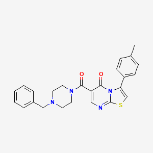 molecular formula C25H24N4O2S B4876244 6-[(4-benzyl-1-piperazinyl)carbonyl]-3-(4-methylphenyl)-5H-[1,3]thiazolo[3,2-a]pyrimidin-5-one 