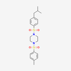 molecular formula C21H28N2O4S2 B4876249 1-[(4-isobutylphenyl)sulfonyl]-4-[(4-methylphenyl)sulfonyl]piperazine 