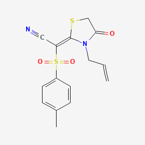 molecular formula C15H14N2O3S2 B4876252 (3-allyl-4-oxo-1,3-thiazolidin-2-ylidene)[(4-methylphenyl)sulfonyl]acetonitrile 