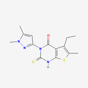 3-(1,5-dimethyl-1H-pyrazol-3-yl)-5-ethyl-2-mercapto-6-methylthieno[2,3-d]pyrimidin-4(3H)-one