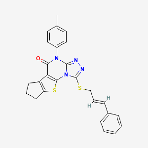 4-(4-methylphenyl)-1-[(3-phenyl-2-propen-1-yl)thio]-7,8-dihydro-6H-cyclopenta[4,5]thieno[3,2-e][1,2,4]triazolo[4,3-a]pyrimidin-5(4H)-one