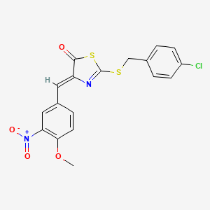 molecular formula C18H13ClN2O4S2 B4876365 2-[(4-chlorobenzyl)thio]-4-(4-methoxy-3-nitrobenzylidene)-1,3-thiazol-5(4H)-one 