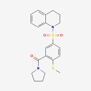 molecular formula C21H24N2O3S2 B4876433 1-{[4-(methylthio)-3-(1-pyrrolidinylcarbonyl)phenyl]sulfonyl}-1,2,3,4-tetrahydroquinoline 