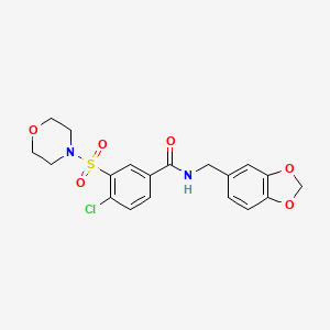 molecular formula C19H19ClN2O6S B4876443 N-(1,3-benzodioxol-5-ylmethyl)-4-chloro-3-(4-morpholinylsulfonyl)benzamide 