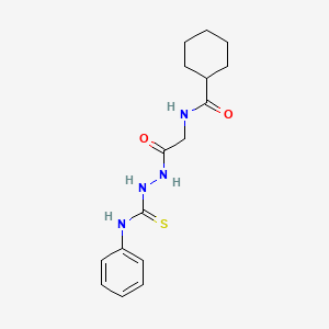 molecular formula C16H22N4O2S B4876476 N-{2-[2-(anilinocarbonothioyl)hydrazino]-2-oxoethyl}cyclohexanecarboxamide 
