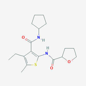 molecular formula C18H26N2O3S B4876525 N-{3-[(cyclopentylamino)carbonyl]-4-ethyl-5-methyl-2-thienyl}tetrahydro-2-furancarboxamide 
