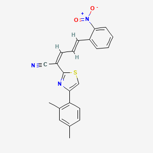molecular formula C22H17N3O2S B4876568 2-[4-(2,4-dimethylphenyl)-1,3-thiazol-2-yl]-5-(2-nitrophenyl)-2,4-pentadienenitrile 