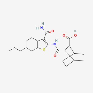 molecular formula C22H30N2O4S B4876574 3-({[3-(aminocarbonyl)-6-propyl-4,5,6,7-tetrahydro-1-benzothien-2-yl]amino}carbonyl)bicyclo[2.2.2]octane-2-carboxylic acid 