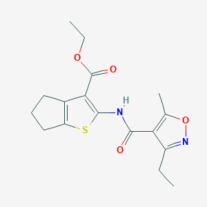 molecular formula C17H20N2O4S B4876577 ethyl 2-{[(3-ethyl-5-methyl-4-isoxazolyl)carbonyl]amino}-5,6-dihydro-4H-cyclopenta[b]thiophene-3-carboxylate 