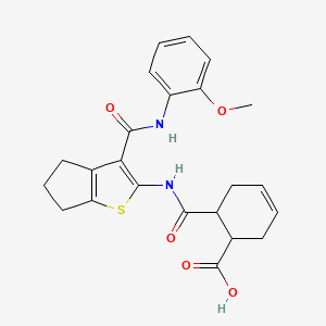 molecular formula C23H24N2O5S B4876596 6-{[(3-{[(2-methoxyphenyl)amino]carbonyl}-5,6-dihydro-4H-cyclopenta[b]thien-2-yl)amino]carbonyl}-3-cyclohexene-1-carboxylic acid 