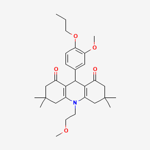 molecular formula C30H41NO5 B4876640 10-(2-methoxyethyl)-9-(3-methoxy-4-propoxyphenyl)-3,3,6,6-tetramethyl-3,4,6,7,9,10-hexahydro-1,8(2H,5H)-acridinedione 