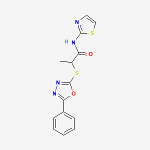 2-[(5-phenyl-1,3,4-oxadiazol-2-yl)thio]-N-1,3-thiazol-2-ylpropanamide