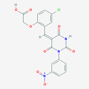 (4-chloro-2-{[1-(3-nitrophenyl)-2,4,6-trioxotetrahydro-5(2H)-pyrimidinylidene]methyl}phenoxy)acetic acid