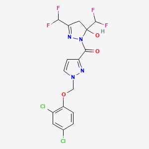 molecular formula C16H12Cl2F4N4O3 B4876801 1-({1-[(2,4-dichlorophenoxy)methyl]-1H-pyrazol-3-yl}carbonyl)-3,5-bis(difluoromethyl)-4,5-dihydro-1H-pyrazol-5-ol 