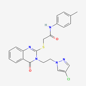 2-({3-[2-(4-chloro-1H-pyrazol-1-yl)ethyl]-4-oxo-3,4-dihydro-2-quinazolinyl}thio)-N-(4-methylphenyl)acetamide