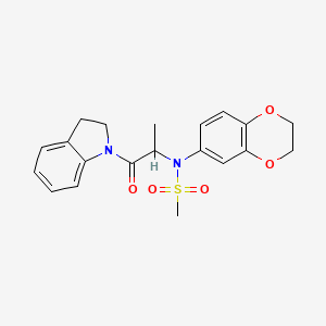 molecular formula C20H22N2O5S B4876865 N-(2,3-dihydro-1,4-benzodioxin-6-yl)-N-[2-(2,3-dihydro-1H-indol-1-yl)-1-methyl-2-oxoethyl]methanesulfonamide 