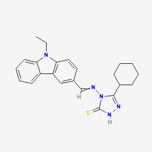 molecular formula C23H25N5S B4876903 5-cyclohexyl-4-{[(9-ethyl-9H-carbazol-3-yl)methylene]amino}-4H-1,2,4-triazole-3-thiol 