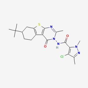 molecular formula C21H26ClN5O2S B4876911 N-(7-tert-butyl-2-methyl-4-oxo-5,6,7,8-tetrahydro[1]benzothieno[2,3-d]pyrimidin-3(4H)-yl)-4-chloro-1,3-dimethyl-1H-pyrazole-5-carboxamide 