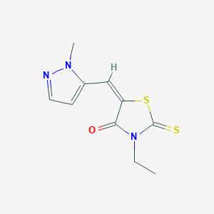molecular formula C10H11N3OS2 B4876958 3-ethyl-5-[(1-methyl-1H-pyrazol-5-yl)methylene]-2-thioxo-1,3-thiazolidin-4-one 