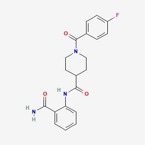 molecular formula C20H20FN3O3 B4876991 N-[2-(aminocarbonyl)phenyl]-1-(4-fluorobenzoyl)-4-piperidinecarboxamide 