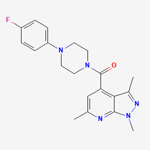 molecular formula C20H22FN5O B4877003 4-{[4-(4-fluorophenyl)-1-piperazinyl]carbonyl}-1,3,6-trimethyl-1H-pyrazolo[3,4-b]pyridine 