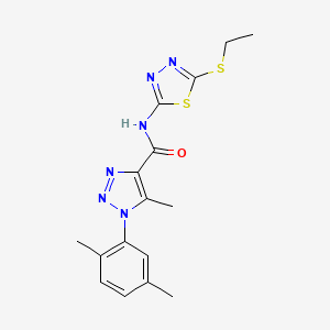 molecular formula C16H18N6OS2 B4877012 1-(2,5-dimethylphenyl)-N-[5-(ethylthio)-1,3,4-thiadiazol-2-yl]-5-methyl-1H-1,2,3-triazole-4-carboxamide 