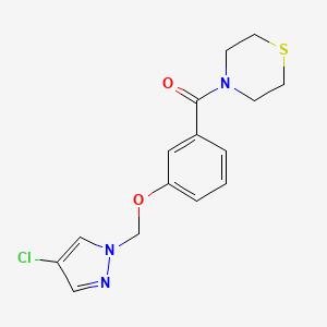 molecular formula C15H16ClN3O2S B4877019 4-{3-[(4-chloro-1H-pyrazol-1-yl)methoxy]benzoyl}thiomorpholine 