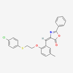 molecular formula C25H20ClNO3S B4877029 4-(2-{2-[(4-chlorophenyl)thio]ethoxy}-5-methylbenzylidene)-2-phenyl-1,3-oxazol-5(4H)-one 