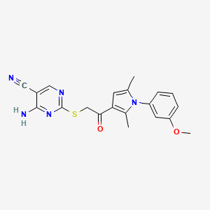4-amino-2-({2-[1-(3-methoxyphenyl)-2,5-dimethyl-1H-pyrrol-3-yl]-2-oxoethyl}thio)-5-pyrimidinecarbonitrile