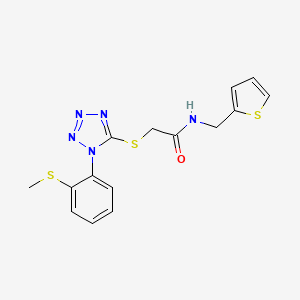 molecular formula C15H15N5OS3 B4877054 2-({1-[2-(methylthio)phenyl]-1H-tetrazol-5-yl}thio)-N-(2-thienylmethyl)acetamide 