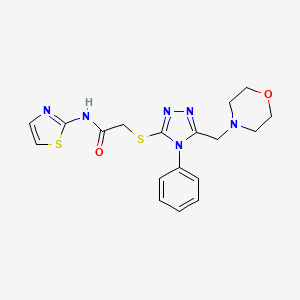 molecular formula C18H20N6O2S2 B4877081 2-{[5-(4-morpholinylmethyl)-4-phenyl-4H-1,2,4-triazol-3-yl]thio}-N-1,3-thiazol-2-ylacetamide 