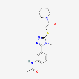 molecular formula C18H23N5O2S B4877102 N-[3-(4-methyl-5-{[2-oxo-2-(1-piperidinyl)ethyl]thio}-4H-1,2,4-triazol-3-yl)phenyl]acetamide 