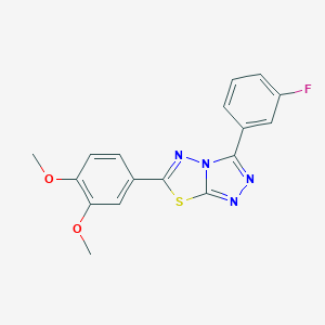 molecular formula C17H13FN4O2S B487712 6-(3,4-Dimethoxyphenyl)-3-(3-fluorophenyl)[1,2,4]triazolo[3,4-b][1,3,4]thiadiazole CAS No. 724435-89-6