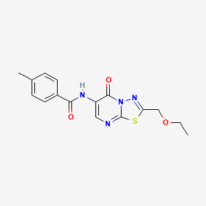 molecular formula C16H16N4O3S B4877185 N-[2-(ethoxymethyl)-5-oxo-5H-[1,3,4]thiadiazolo[3,2-a]pyrimidin-6-yl]-4-methylbenzamide 