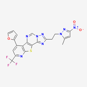 molecular formula C21H13F3N8O3S B4877210 7-(2-furyl)-2-[2-(5-methyl-3-nitro-1H-pyrazol-1-yl)ethyl]-9-(trifluoromethyl)pyrido[3',2':4,5]thieno[2,3-e][1,2,4]triazolo[1,5-c]pyrimidine 