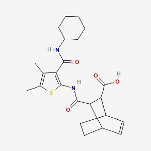 molecular formula C23H30N2O4S B4877234 3-[({3-[(cyclohexylamino)carbonyl]-4,5-dimethyl-2-thienyl}amino)carbonyl]bicyclo[2.2.2]oct-5-ene-2-carboxylic acid 