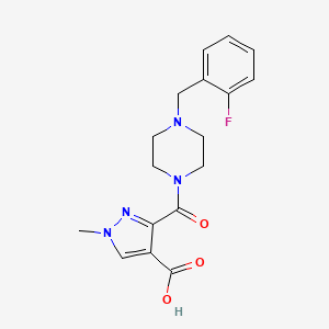 molecular formula C17H19FN4O3 B4877263 3-{[4-(2-fluorobenzyl)-1-piperazinyl]carbonyl}-1-methyl-1H-pyrazole-4-carboxylic acid 