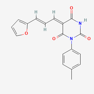 molecular formula C18H14N2O4 B4877269 5-[3-(2-furyl)-2-propen-1-ylidene]-1-(4-methylphenyl)-2,4,6(1H,3H,5H)-pyrimidinetrione 