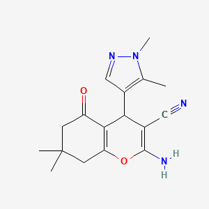 molecular formula C17H20N4O2 B4877286 2-amino-4-(1,5-dimethyl-1H-pyrazol-4-yl)-7,7-dimethyl-5-oxo-5,6,7,8-tetrahydro-4H-chromene-3-carbonitrile 