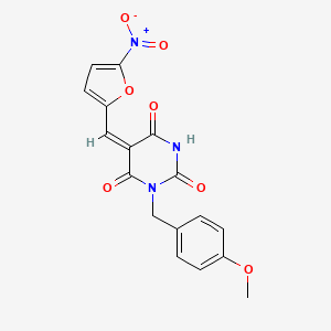 molecular formula C17H13N3O7 B4877300 1-(4-methoxybenzyl)-5-[(5-nitro-2-furyl)methylene]-2,4,6(1H,3H,5H)-pyrimidinetrione 
