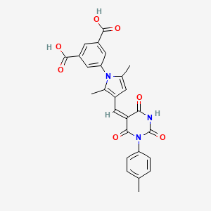 molecular formula C26H21N3O7 B4877305 5-(2,5-dimethyl-3-{[1-(4-methylphenyl)-2,4,6-trioxotetrahydro-5(2H)-pyrimidinylidene]methyl}-1H-pyrrol-1-yl)isophthalic acid 